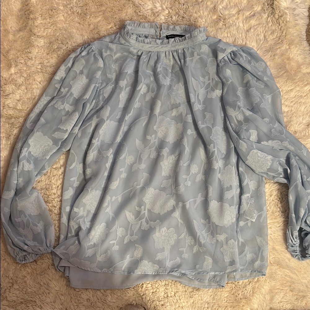 Elegant Blue Floral Women's Top